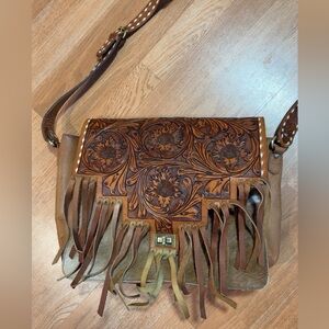 American Darling Tan and Brown Floral Crossbody Conceal Carry Bag